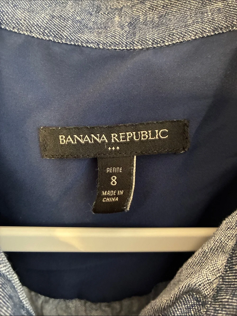 Banana Republic Blue Linen Blend Chambray Wide Leg Sleeveless Jumpsuit Size 8p